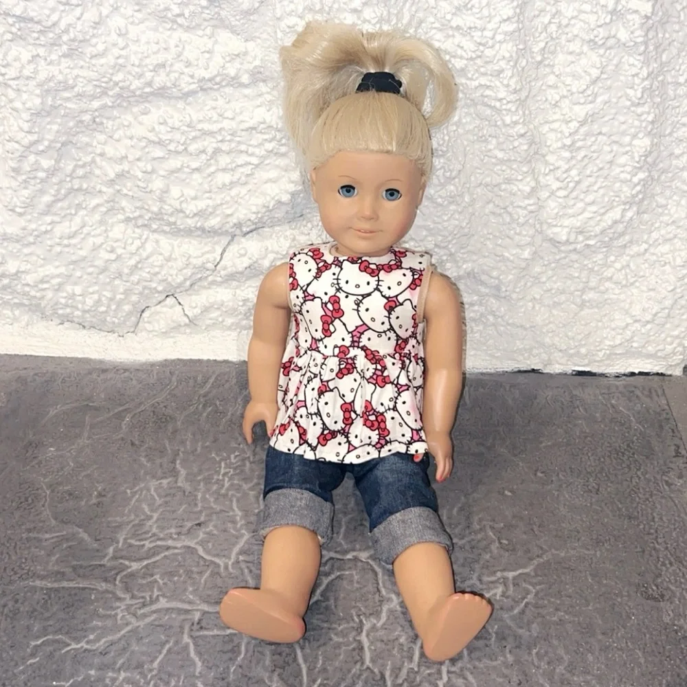 AMERICAN GIRL 18” Doll With Hello Kitty Top